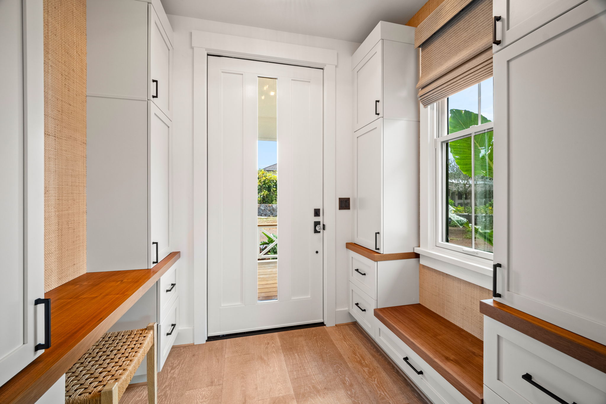 Entry mudroom with custom built-in storage