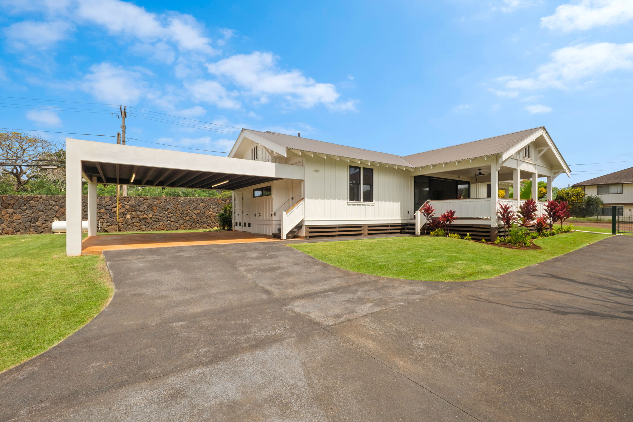 Front facade and carport