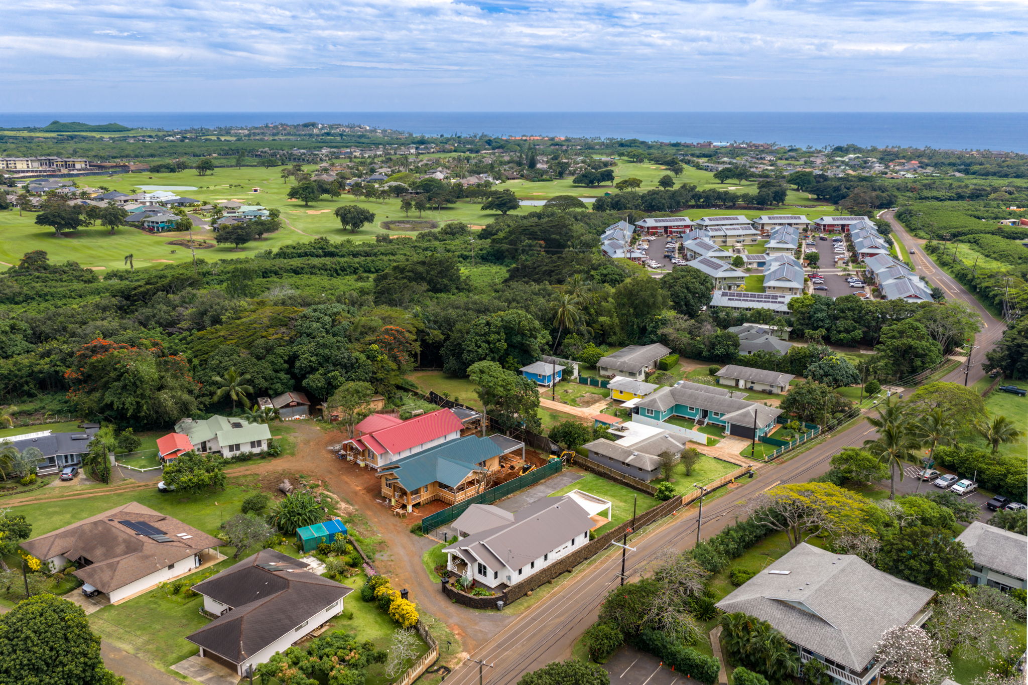 Aerial view of Po'ipu Mauka Village and surrounding Koloa area
