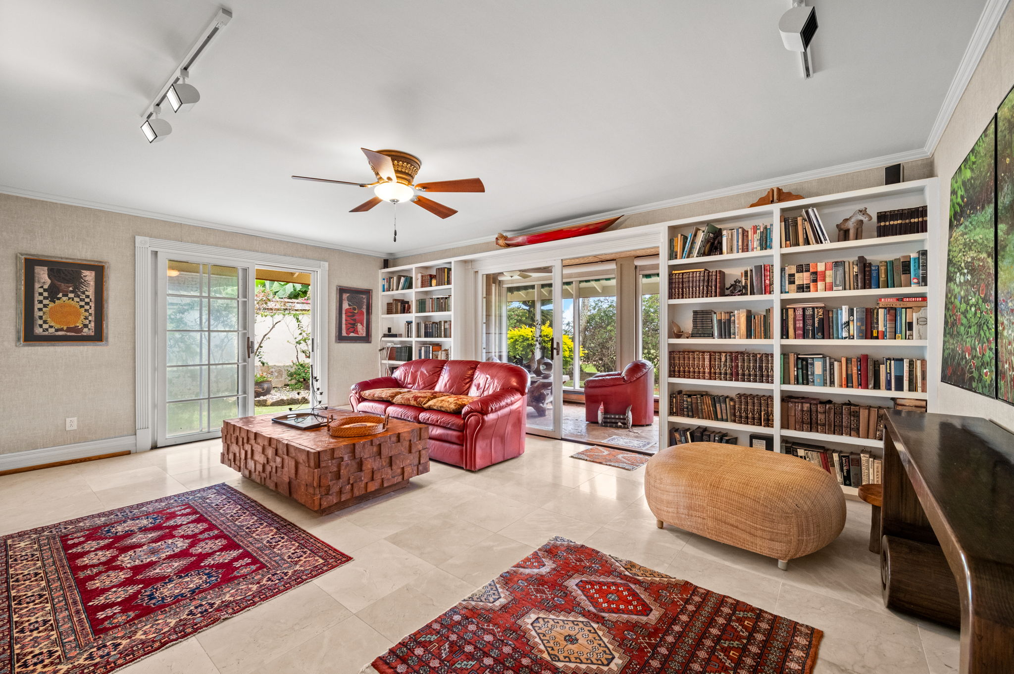 Library with wall-to-wall built-in shelving