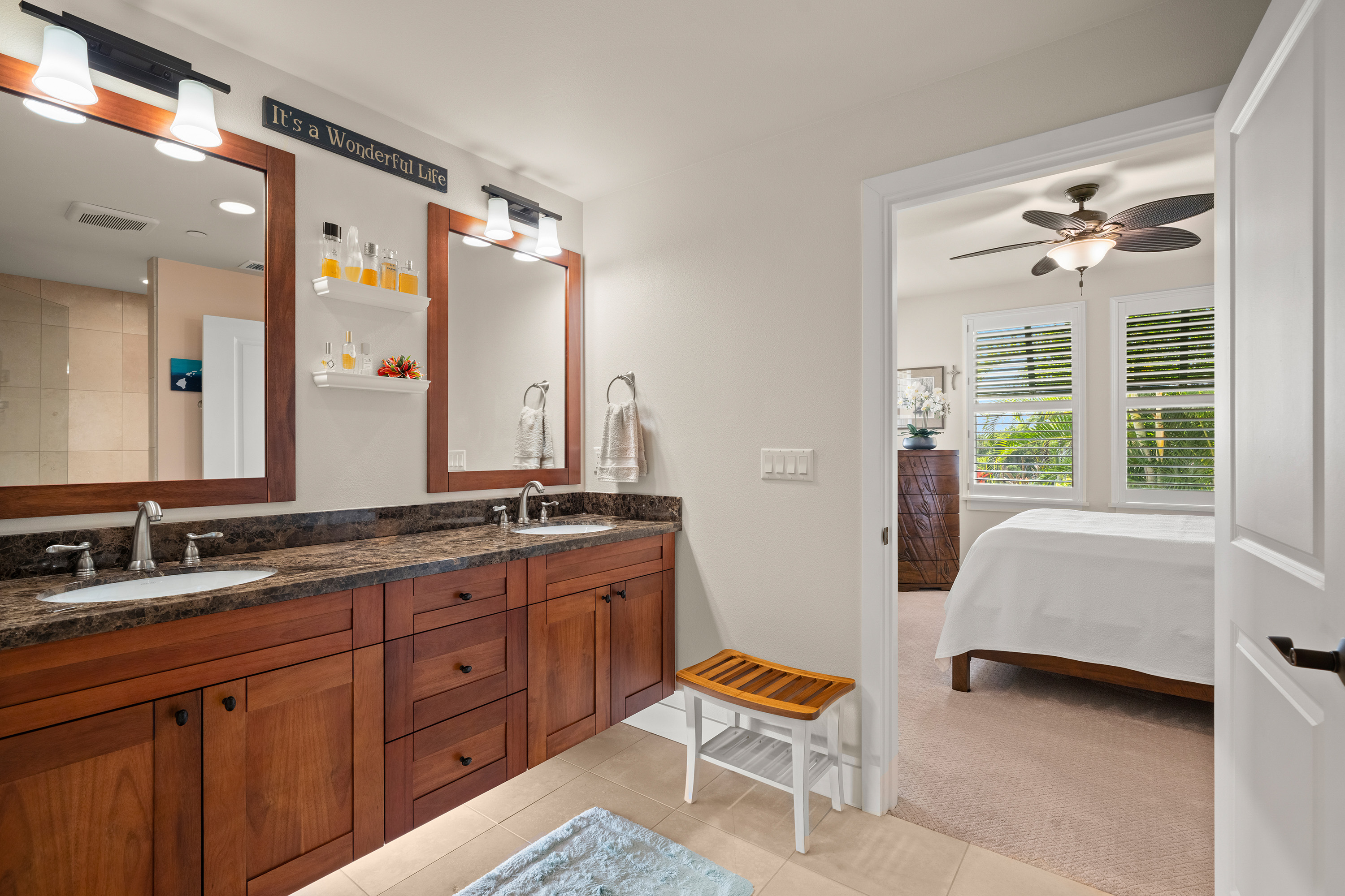 Primary bedroom with garden views